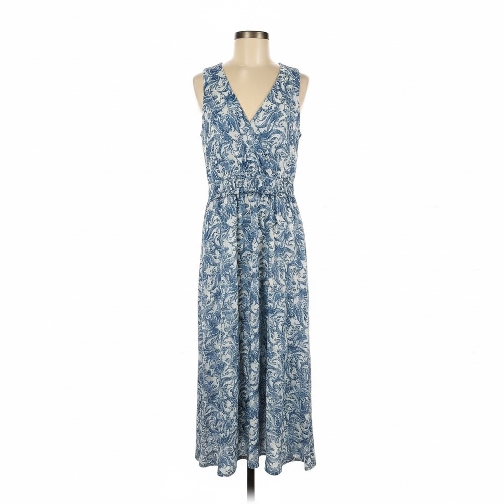 London Times‎ Blue White Paisley Sleeveless Maxi Dress Size 12